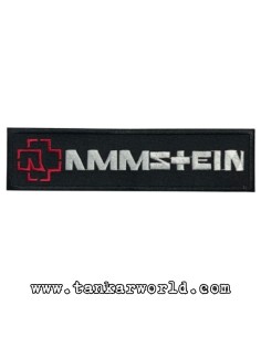 Parche Rammstein - Logo rojo y letras blancas - 15,5 x 4 cm