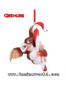 Gizmo colgado en bastón de caramelo - Gremlins - Adorno para árbol de Navidad - 11 cm