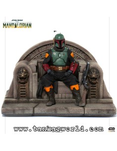 Boba Fett on Throne - Star Wars: The Mandalorian - Estatua Escala 1:10 - Deluxe Art Scale - 18 cm
