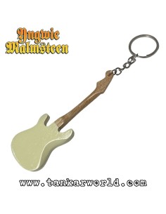 Yngwie Malmsteen - Fender Stratocarter blanca - Llavero guitarra de madera - 3,5 x 10,5 cm 2
