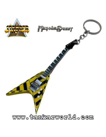 Michael Sweet - Stryper - Jackson - Llavero guitarra de madera - 4 x 11 cm