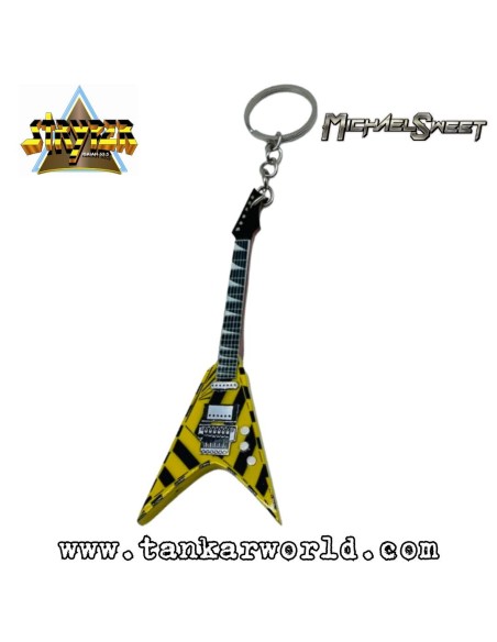 Michael Sweet - Stryper - Jackson - Llavero guitarra de madera - 4 x 11 cm