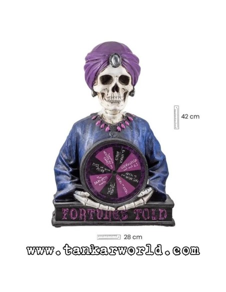 Calavera Bruja con Ruleta de la Fortuna - Figura de resina