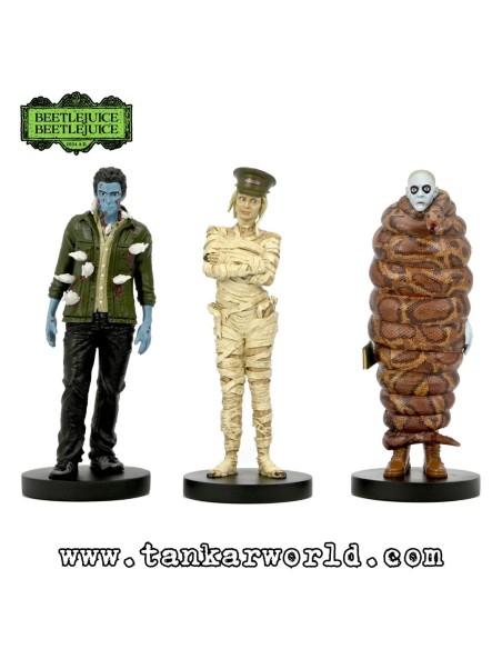 Beetlejuice Beetlejuice - Pack de 3 Figuras Inmigration Hall Richard, Immigration Officer, Anaconda Man