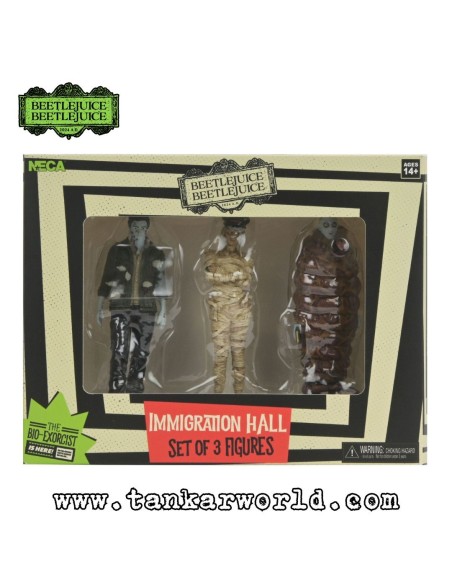 Beetlejuice Beetlejuice - Pack de 3 Figuras Inmigration Hall Richard, Immigration Officer, Anaconda Man