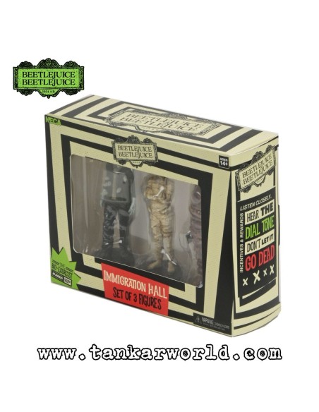 Beetlejuice Beetlejuice - Pack de 3 Figuras Inmigration Hall Richard, Immigration Officer, Anaconda Man