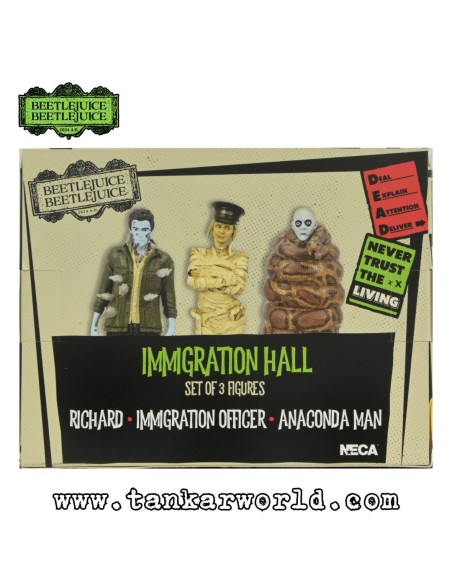 Beetlejuice Beetlejuice - Pack de 3 Figuras Inmigration Hall Richard, Immigration Officer, Anaconda Man - Bitelchus