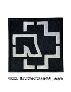 Parche Rammstein - Logo blanco y negro cuadrado - 8,5 x 8,5 cm