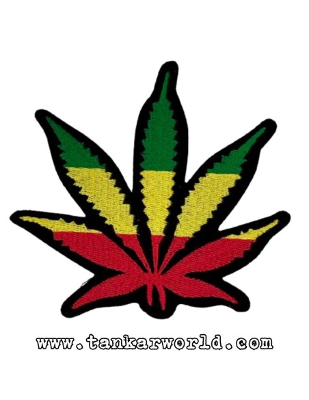 Parche Hoja Marihuana - Bandera Jamaica - 10,5 x 10 cm