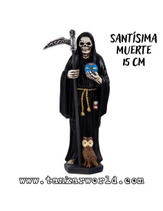 Santísima Muerte - Figura resina - 15 cm - Santa Muerte Manto Negro