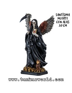 Santísima Muerte Con Alas - Figura resina - 30 cm - Santa Muerte Manto Negro 2