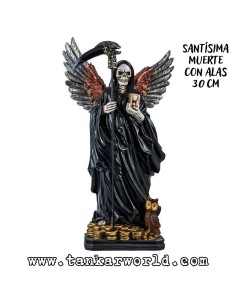 Santísima Muerte Con Alas - Figura resina - 30 cm - Santa Muerte Manto Negro