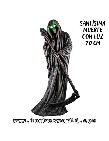 Santísima Muerte Con Luz - Figura resina - 70 cm - Santa Muerte Con Guadaña