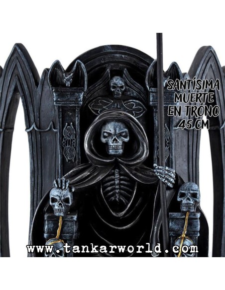 Santísima Muerte en Trono - Figura resina - 45 cm - Santa Muerte Manto Negro