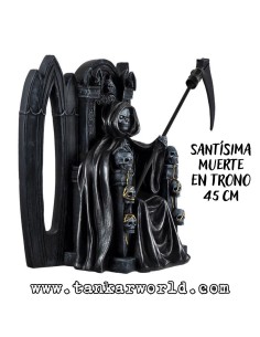 Santísima Muerte en Trono - Figura resina - 45 cm - Santa Muerte Manto Negro 2
