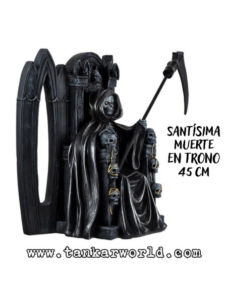 Santísima Muerte en Trono - Figura resina - 45 cm - Santa Muerte Manto Negro