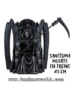 Santísima Muerte en Trono - Figura resina - 45 cm - Santa Muerte Manto Negro