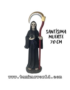 Santísima Muerte con Bola de Cristal - Figura resina - 70 cm - Santa Muerte Manto Negro