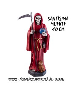 Santísima Muerte - Figura resina - 40 cm - Santa Muerte Manto Rojo