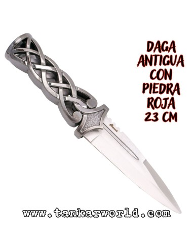 Daga Antigua con Piedra Roja - 23 cm