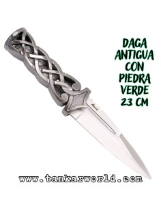 Daga Antigua con Piedra Verde - 23 cm 2