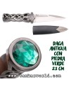 Daga Antigua con Piedra Verde - 23 cm