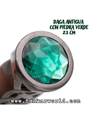 Daga Antigua con Piedra Verde - 23 cm