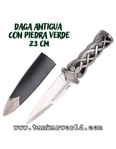 Daga Antigua con Piedra Verde - 23 cm