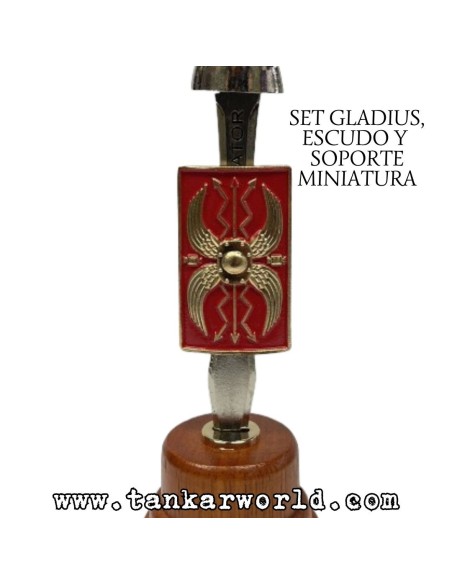 Gladius, escudo y soporte - Set miniatura romano gladiator - 18 cm