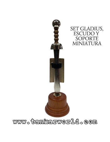 Gladius, escudo y soporte - Set miniatura romano gladiator - 18 cm