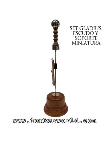 Gladius, escudo y soporte - Set miniatura romano gladiator - 18 cm