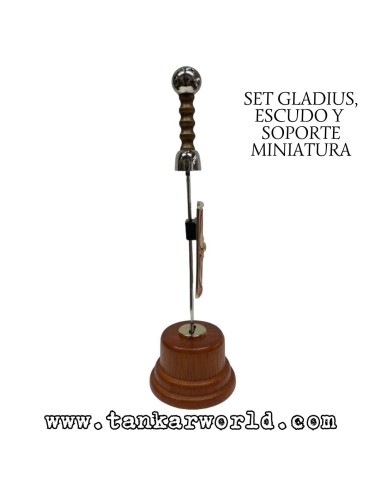 Gladius, escudo y soporte - Set miniatura romano gladiator - 18 cm