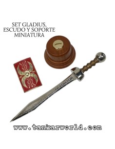 Gladius, escudo y soporte - Set miniatura romano gladiator - 18 cm