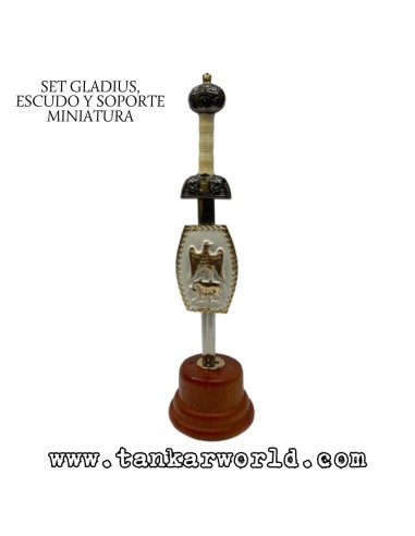 Gladius, escudo y soporte - Set miniatura romano Emperador - 18 cm