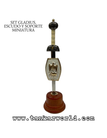 Gladius, escudo y soporte - Set miniatura romano Emperador - 18 cm