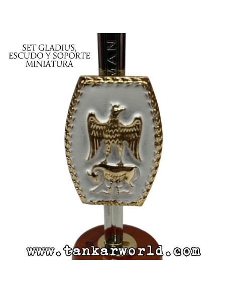 Gladius, escudo y soporte - Set miniatura romano Emperador - 18 cm