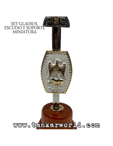 Gladius, escudo y soporte - Set miniatura romano Emperador - 18 cm