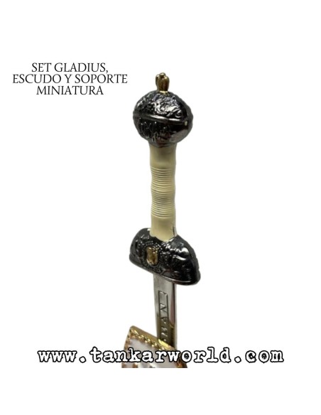 Gladius, escudo y soporte - Set miniatura romano Emperador - 18 cm