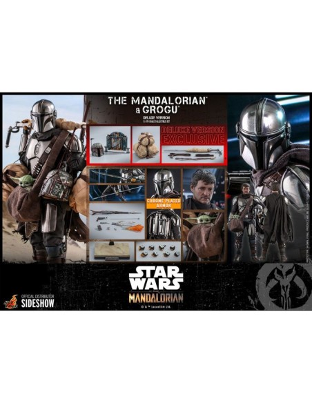 El Mandaloriano y Grogu – The Mandalorian – Star Wars - Hot Toys Figura Deluxe Escala 1:6 - 30 cm