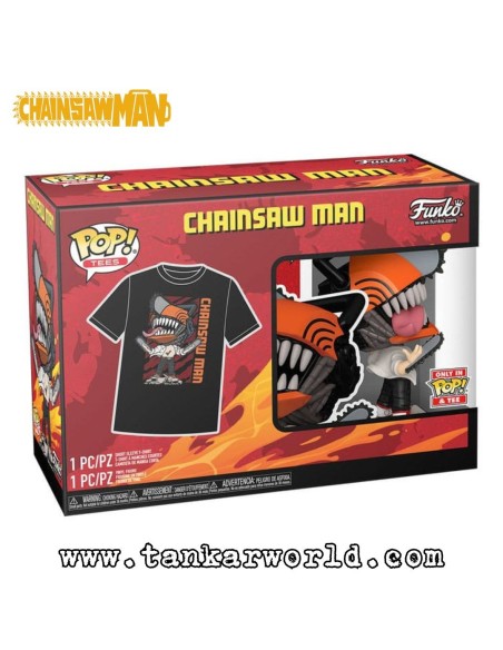 Chainsaw Man - Funko Pop! & Tee Set de Minifigura Chainsaw Man Leaping y Camiseta Talla XL