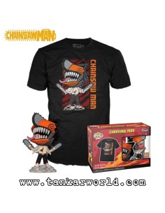Chainsaw Man - Funko Pop! & Tee Set de Minifigura Chainsaw Man Leaping y Camiseta Talla XL