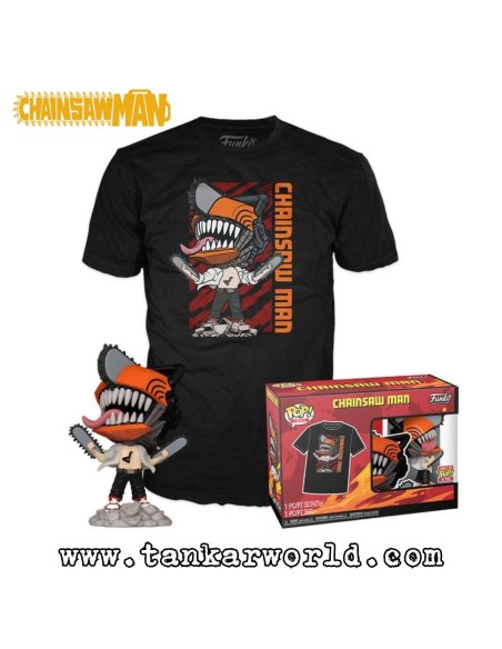 Chainsaw Man - Funko Pop! & Tee Set de Minifigura Chainsaw Man Leaping y Camiseta Talla XL
