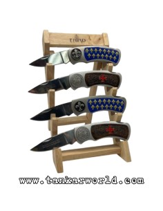 Expositor de madera para 4 navajas - 13 x 26 x 17 cm