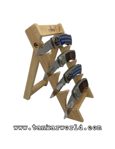 Expositor de madera para 4 navajas - 13 x 26 x 17 cm