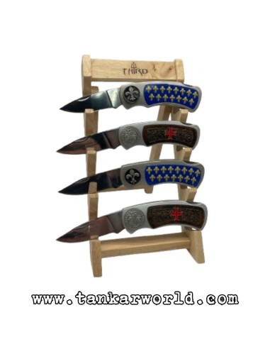 Expositor de madera para 4 navajas - 13 x 26 x 17 cm