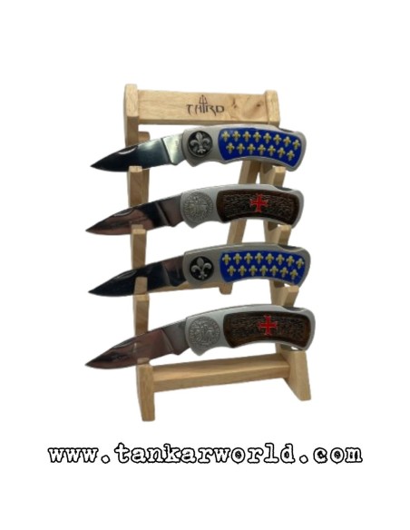 Expositor de madera para 4 navajas - 13 x 26 x 17 cm