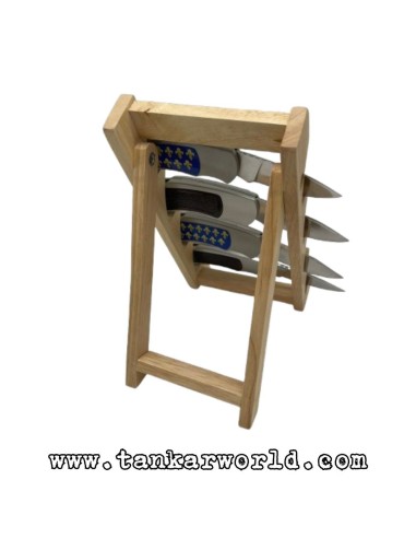 Expositor de madera para 4 navajas - 13 x 26 x 17 cm