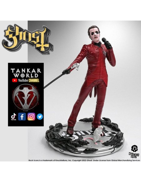 Ghost - Estatua del Cardenal Copia - Red Tuxedo (Variant) Rats Video - Rock Iconz - Knucklebonz - 23cm