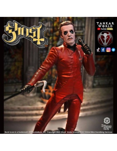 Ghost - Estatua del Cardenal Copia - Red Tuxedo (Variant) Rats Video - Rock Iconz - Knucklebonz - 23cm