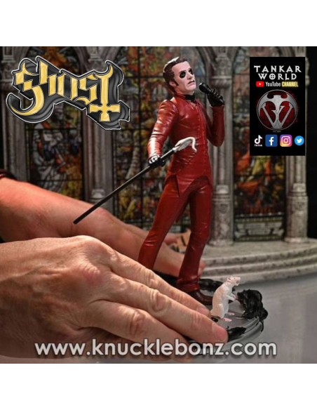 Ghost - Estatua del Cardenal Copia - Red Tuxedo (Variant) Rats Video - Rock Iconz - Knucklebonz - 23cm